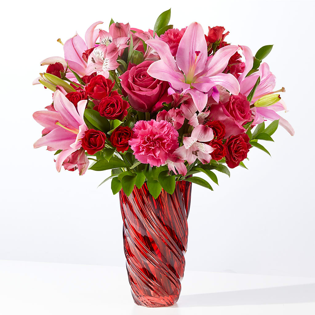 In Love Bouquet with Luxe Swirl Vase – Attitudes-n-designs, Houma LA