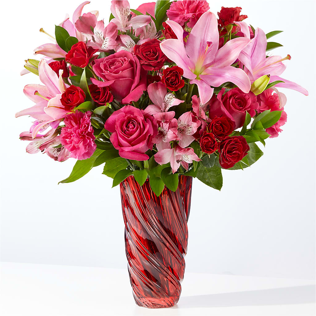 In Love Bouquet with Luxe Swirl Vase – Attitudes-n-designs, Houma LA