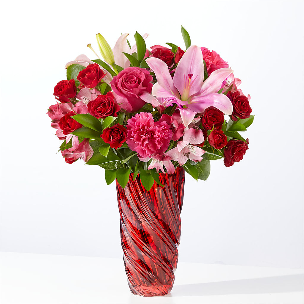 In Love Bouquet with Luxe Swirl Vase – Attitudes-n-designs, Houma LA