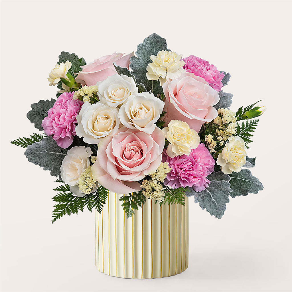 Blissful Moments Bouquet with Ivory Vase – Attitudes-n-designs, Houma LA