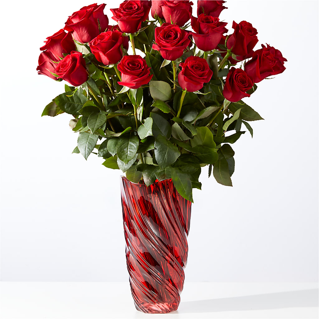 Classic Love Red Rose Bouquet with Luxe Swirl Vase – Attitudes-n-designs, Houma LA
