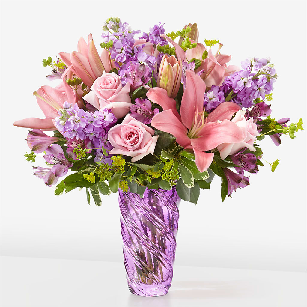 Precious Petals Bouquet with Luxe Swirl Vase – Attitudes-n-designs, Houma LA