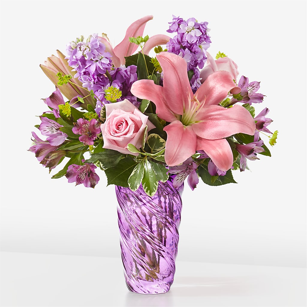 Precious Petals Bouquet with Luxe Swirl Vase – Attitudes-n-designs, Houma LA