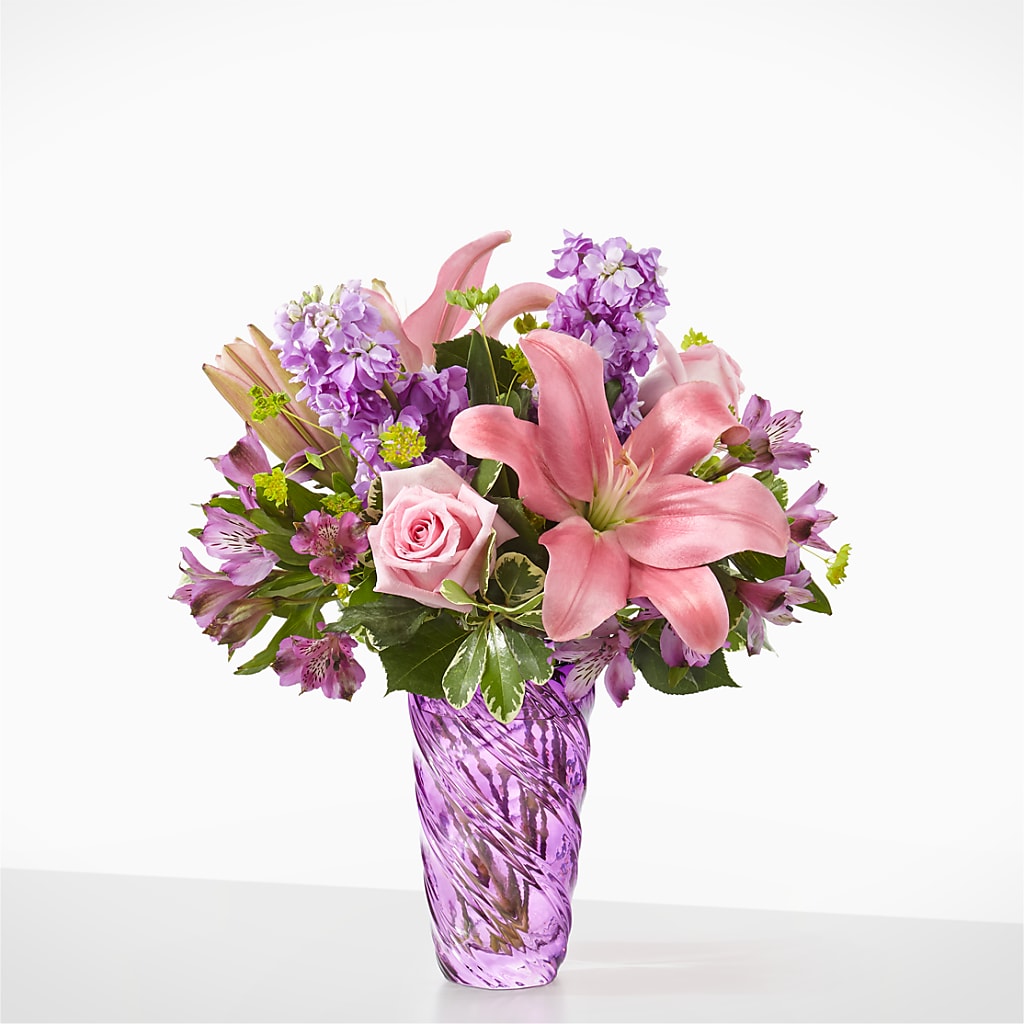 Precious Petals Bouquet with Luxe Swirl Vase – Attitudes-n-designs, Houma LA