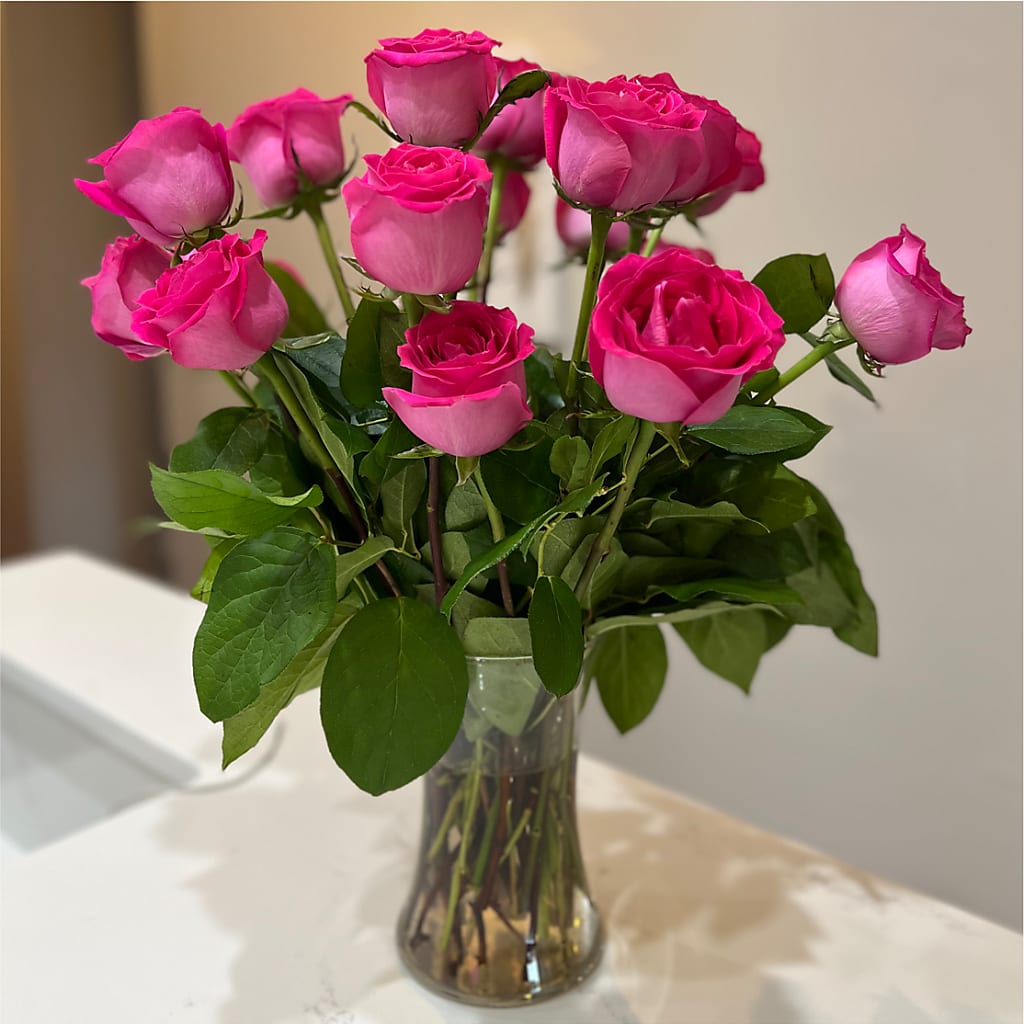 Long Stem Pink Rose Bouquet –  Attitudes-n-designs, Houma LA