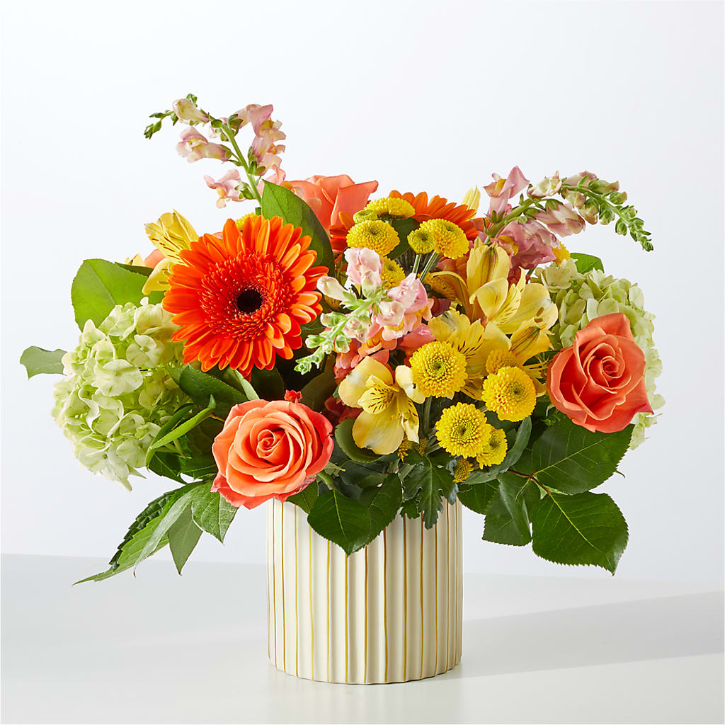 Autumn Sunshine Bouquet with Ivory Vase –  Attitudes-n-designs, Houma LA