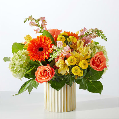 Autumn Sunshine Bouquet with Ivory Vase –  Attitudes-n-designs, Houma LA