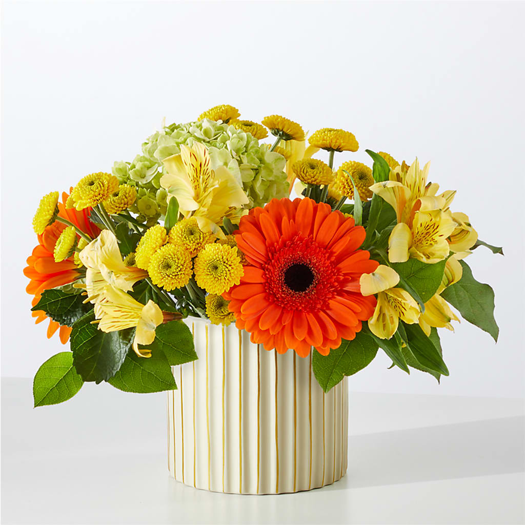 Autumn Sunshine Bouquet with Ivory Vase –  Attitudes-n-designs, Houma LA