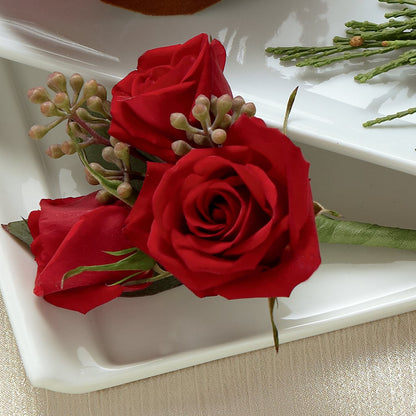 Red Spray Rose Boutonniere –  Attitudes-n-designs, Houma LA