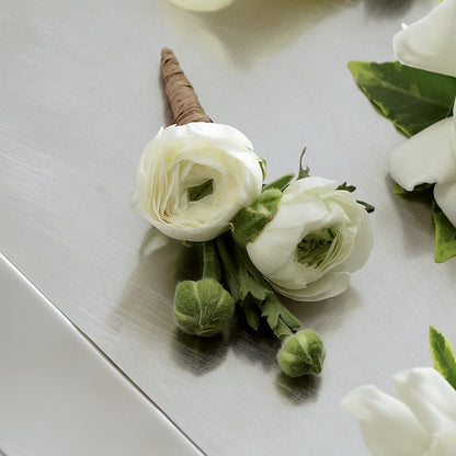 White Ranunculus Boutonniere –  Attitudes-n-designs, Houma LA