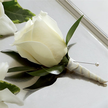 White Rose Boutonniere –  Attitudes-n-designs, Houma LA